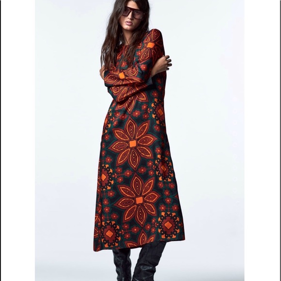 Zara printed midi dress - Picture 2 of 15